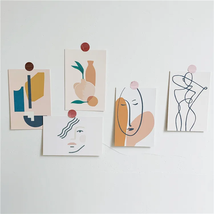 5 Sheets Ins Vase Art Decoration Card Small Poster Diy Collocation Background Wall Sticker Creative Postcard Gift Greeting Cards