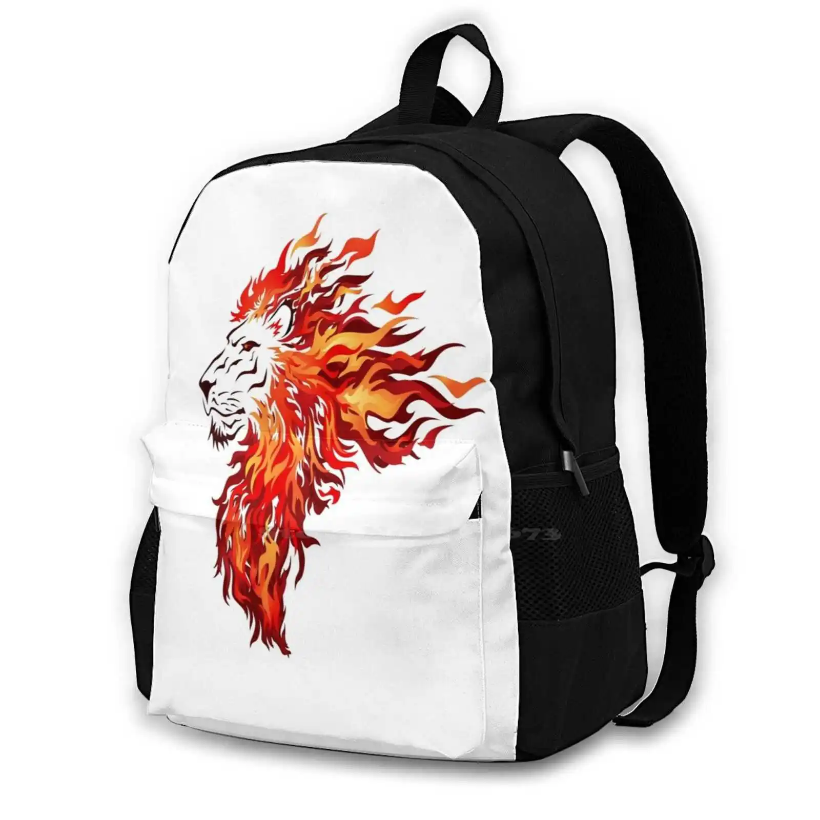 The Heart Of A Lion Pattern Design Bagpack School Bags Vector Illustrator Abstract Beautiful Blue Bohemian Bold Bright Colorful