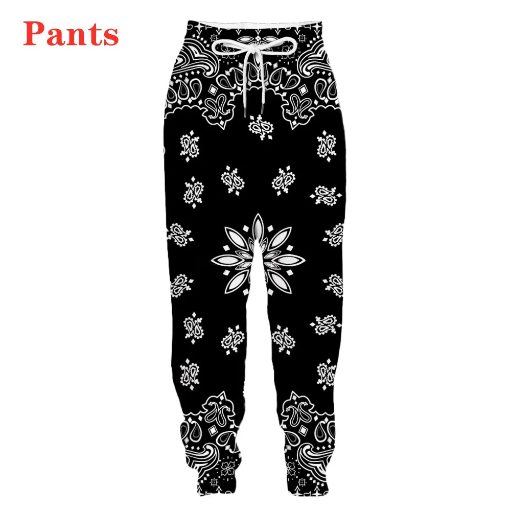 

New Bandana Pattern Fashion Men Women Tracksuits Crewneck Hip Hop Pants Plus Size S-7XL streetwear men