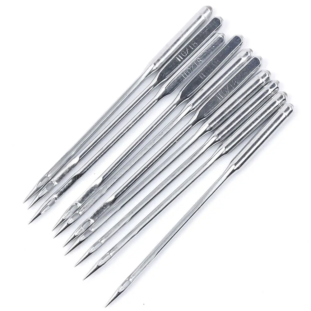 10 Pcs Threading Stainless Steel Sewing Apparatus Needles Universal Home Sewing Machine Needles 11/75 12/80 14/90 16/100 18/110