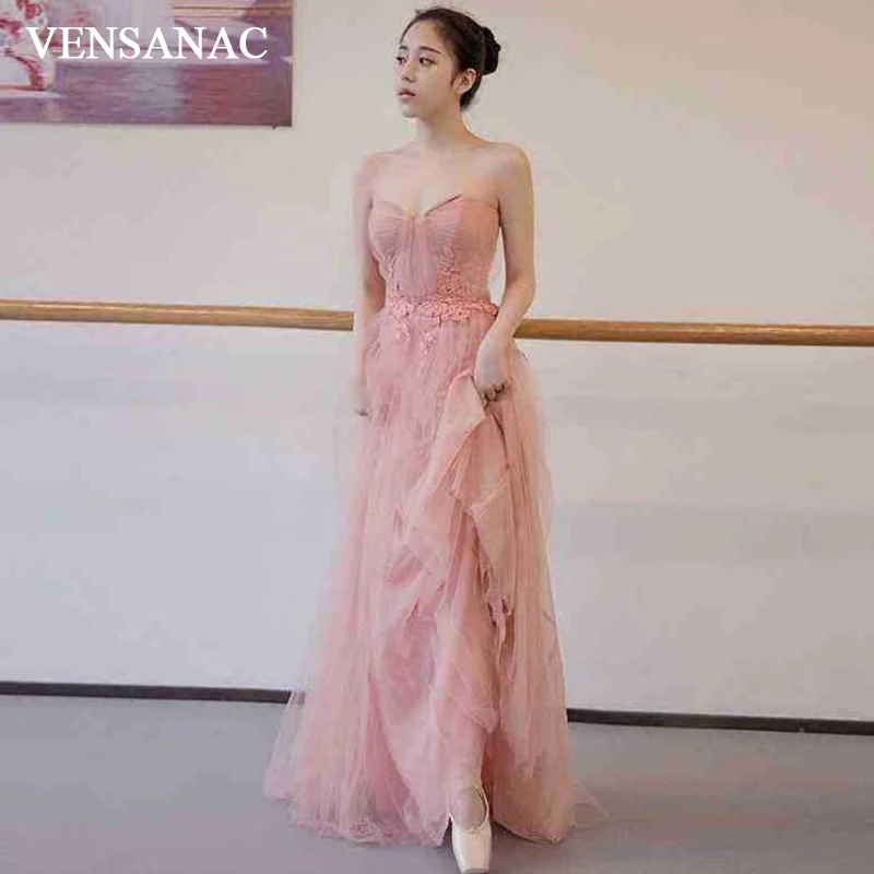 

VENSANAC Strapless Lace Flowers Appliques Mermaid Long Evening Dresses Off The Shoulder Party Prom Gowns