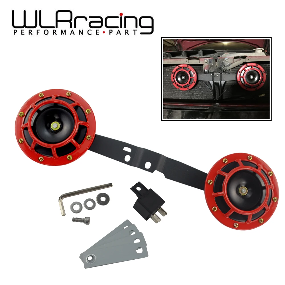 WLR RACING - Horns Bracket & 2pcs 12v 115DB Super Loud Compact Electric Air Horn For 2008-2014 Subaru Impreza WRX / STi