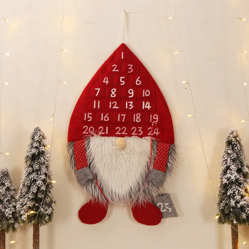 Christmas Advent Calendar, Non-woven Fabric, Simulation Hair, Forest People Calendar, Decorations for Home