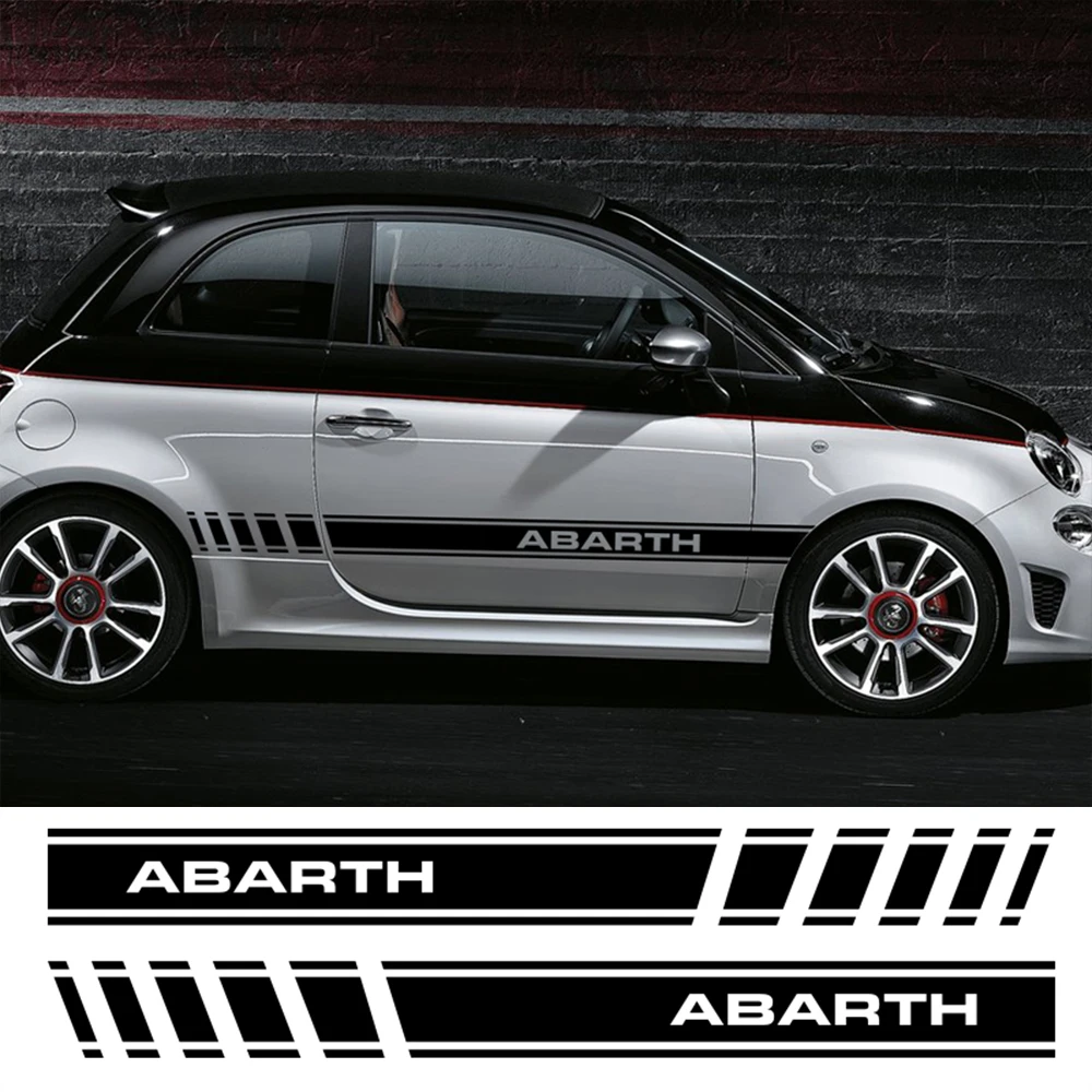 

DOORASH 2pcs Vinyl Car Sport Graphic Abarth Side Stripe Skirt Stickers for Applique Fiat 500 Line Car Sticker Auto Accessories