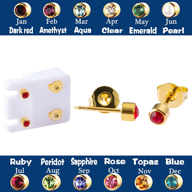 1PC Disposable Sterile หูเจาะหูคริสตัล CZ Birthstone Stud ต่างหูกระดูกอ่อน Tragus Helix Piercings สำหรับผู้หญิงผู้ชายเด็ก