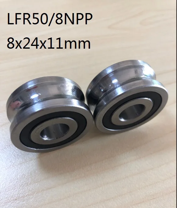 200pcs/lot  LFR50/8NPP LFR50/8-6NPP 8*24*11 mm Groove pulley track roller bearing LFR50/8 8x24x11 mm