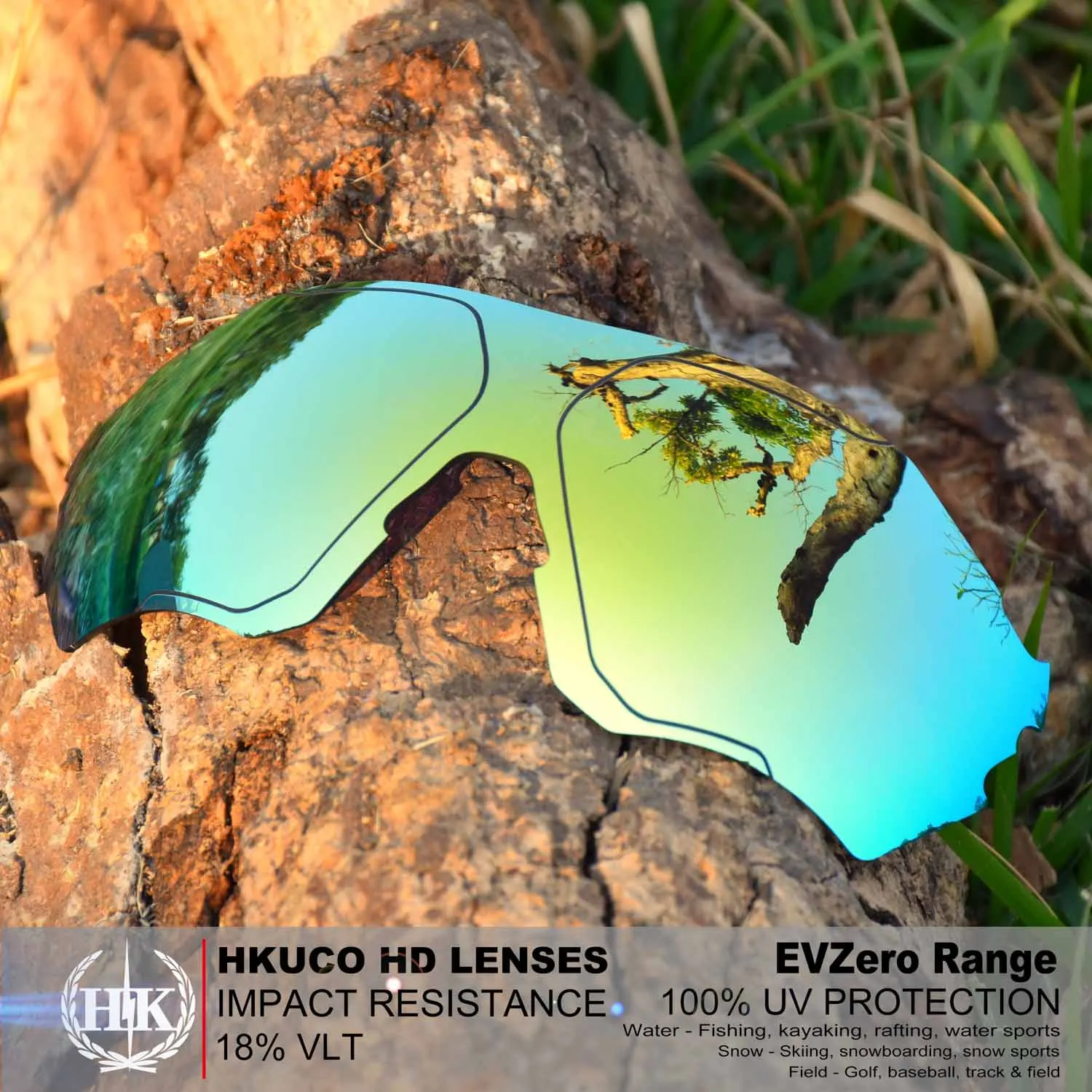 HKUCO Polarized Replacement Lenses For EVZero Range Sunglasses Gold/Green 2 Pairs