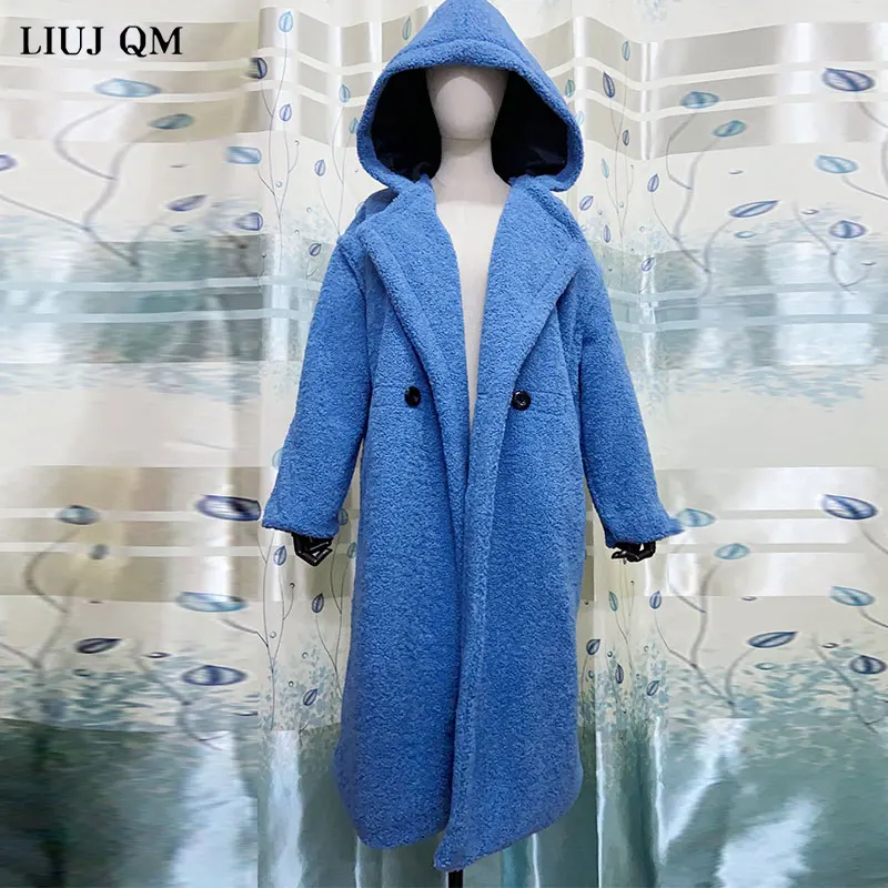 Long Teddy Bear Coat Women Winter Parkas Warm Oversized Jacket Hooded Chunky Outerwear Overcoat Female Faux Lambswool Fur Coats