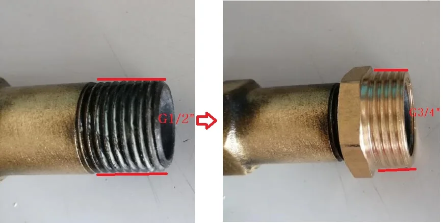 Messing reduzierung messing core 1/2 interne gewinde wird 3/4 externe gewinde Gewinde adapter