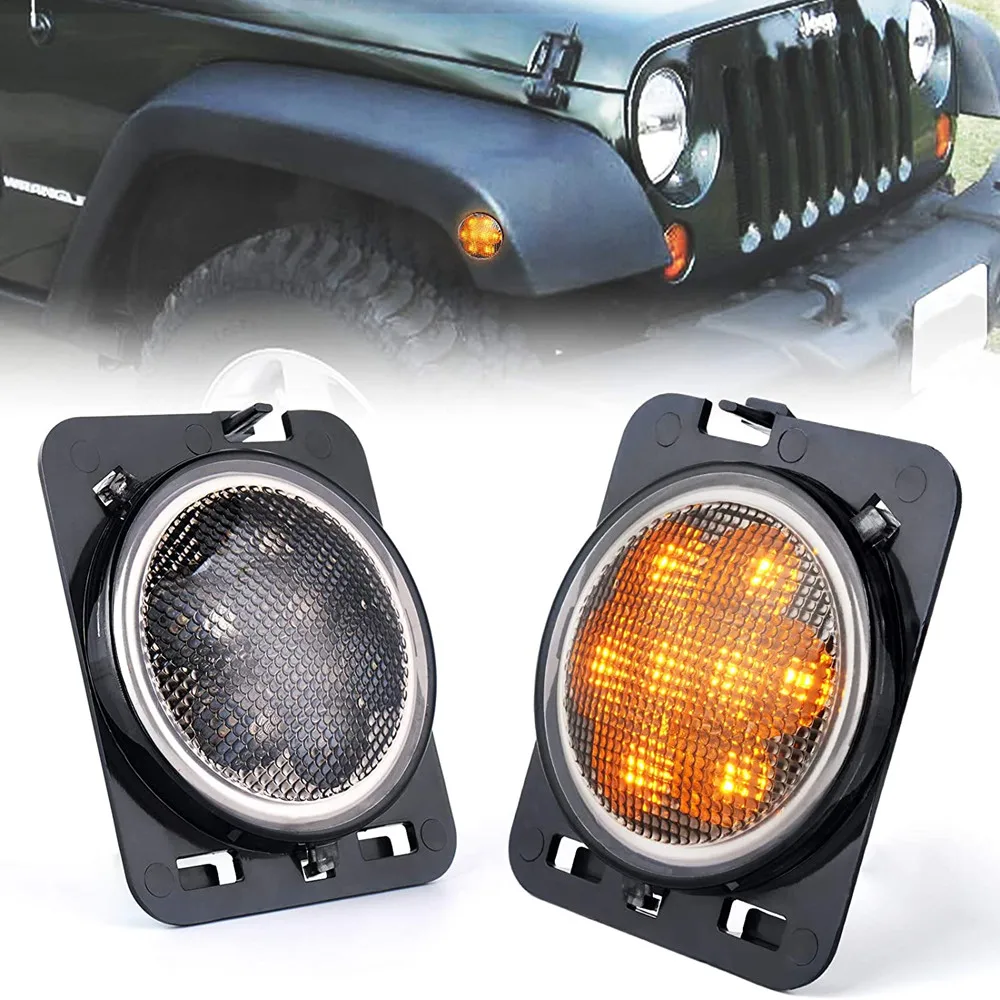 

Front Fender LED Side Marker Lights Clear Lens for 07-18 JK Sport