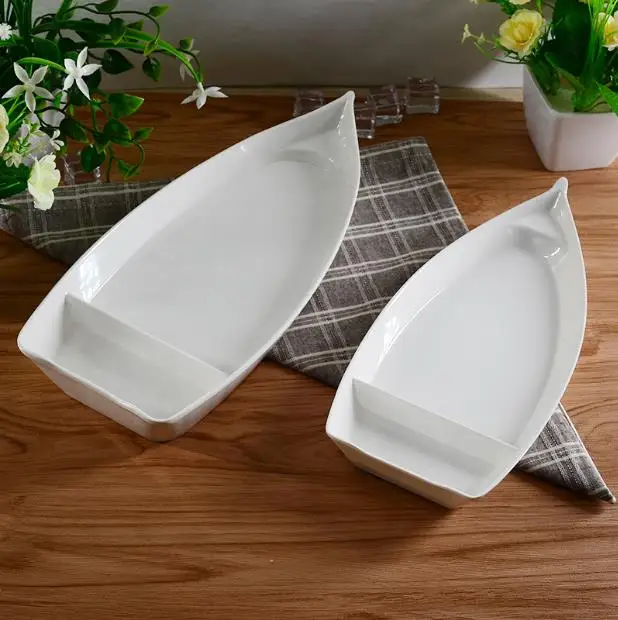 Boat Ship Shape Plate A5 Melamine Dinnerware Dinner Plate Western Restaurant Tableware 26*12.3*3.1cm SN3681