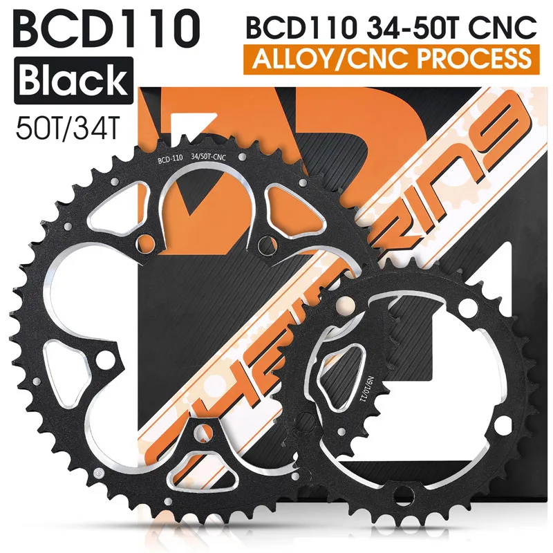 WEST BIKING Road Bike Chainring Round 110BCD 34T/50T Bicycle Crankset Tooth Plate For 8/9/10/11 Speed Chain Wheel Double Crown
