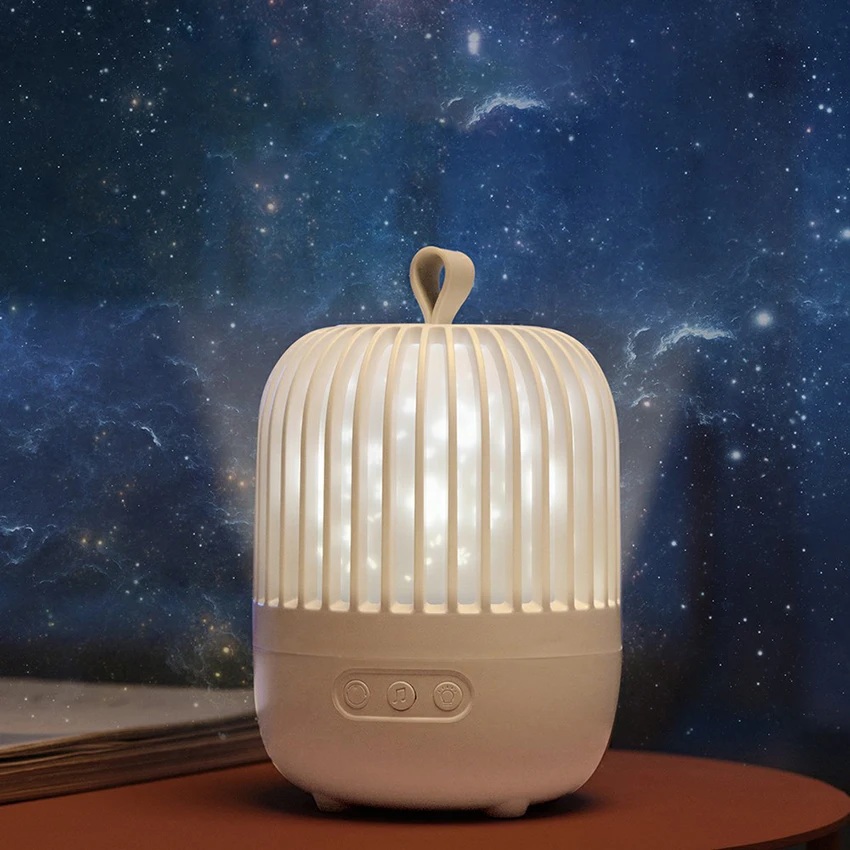 Lampada di proiezione romantica lampada da tavolo rotante proiettore decorazione luce notturna, lettore musicale per camera da letto per bambini, rosa, bianco