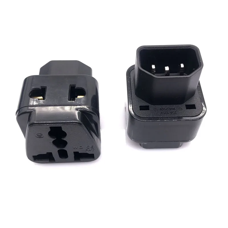 1pcs 2pcs Black 250v 10a copper IEC320 PDU C13 C14 outlet convert connector wd320 Travel power adapter plug