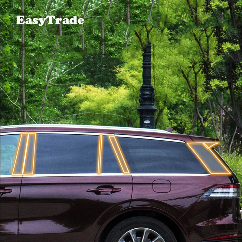 

For Lincoln Aviator 2020 2021 Accessorie TPU Transparent Film Car Side Window Center Pillar Trim Center Panel Decoration Sticker