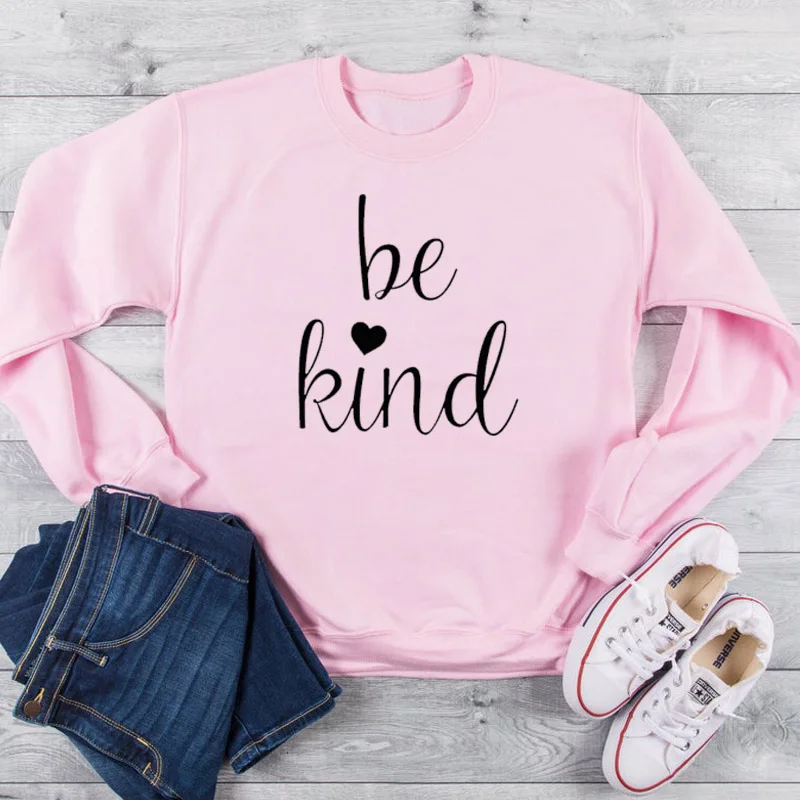 

Christian Be Kind Women Crewneck Cotton Long Sleeve Sweatshirt Letter Printed Hoodies Clothing Drop Shipping Autumn Shirt