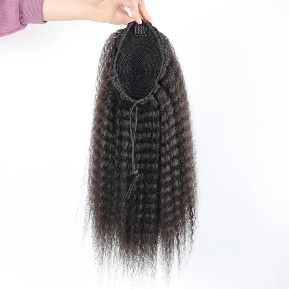 Coleta postiza sintética con cordón elástico para mujer, rizos kinky, afro puff 2