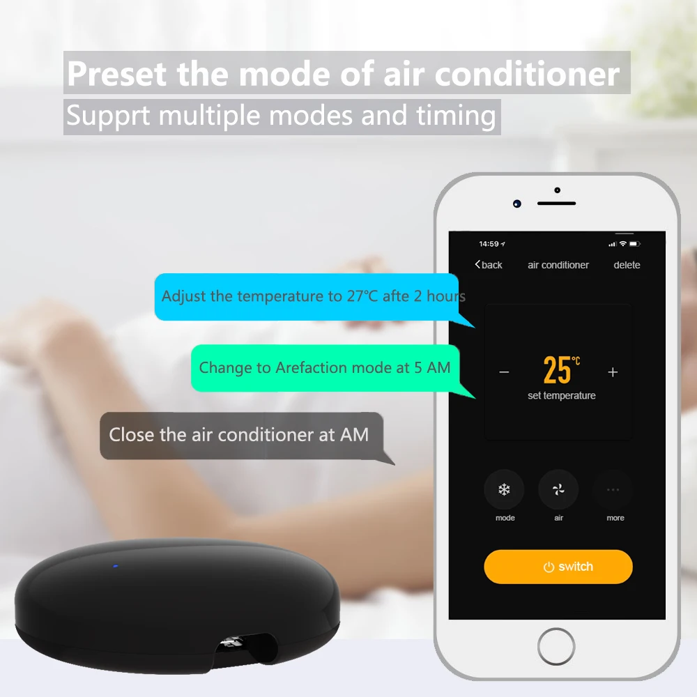 Tuya WiFi IR Control remoto para aire acondicionado TV, hogar inteligente Control remoto Universal infrarrojo para Alexa,Google Home Yandex