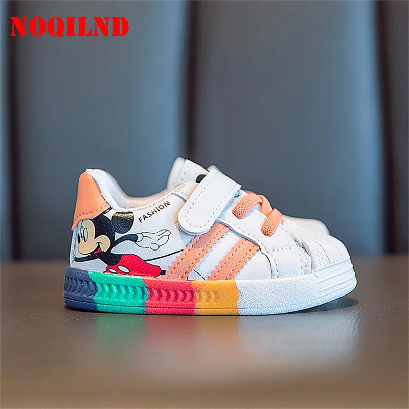 Disney Hot White Mickey Shoes For Baby Boy Girl Brand Children Sneaker Mickey Mouse Kids Fashion Shoes Toddler Walking Shoes