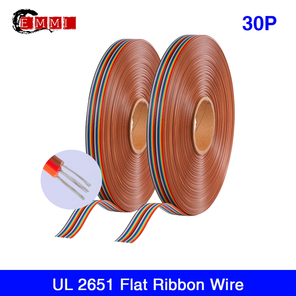 

61 meters PVC material Tinned copper pitch 1.27mm 28AWG 30Pin DuPont Rainbow colorful Flat wire Support Light Fixtures Home Decr