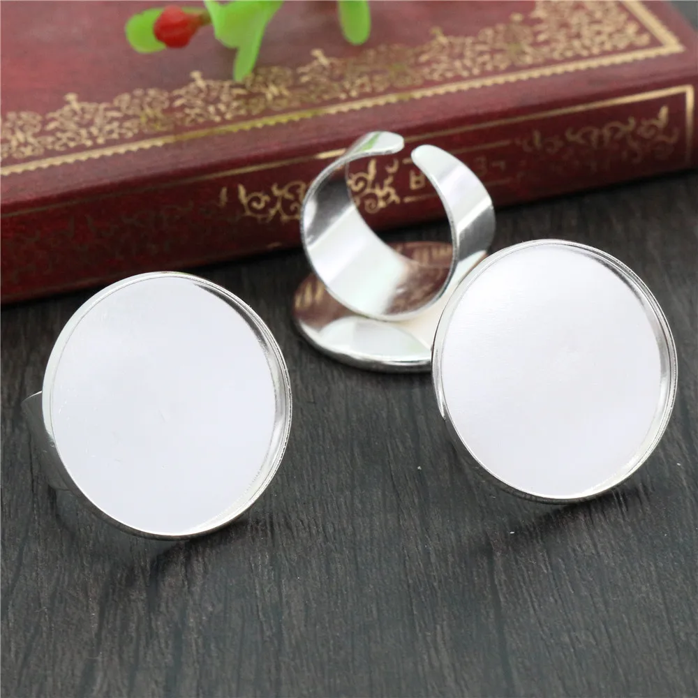 12mm 14mm 16mm 18mm 20mm 25mm 6 Colors Brass Adjustable Ring Settings Blank/Base,Fit 12-25mm Glass Cabochons,Buttons Bezels