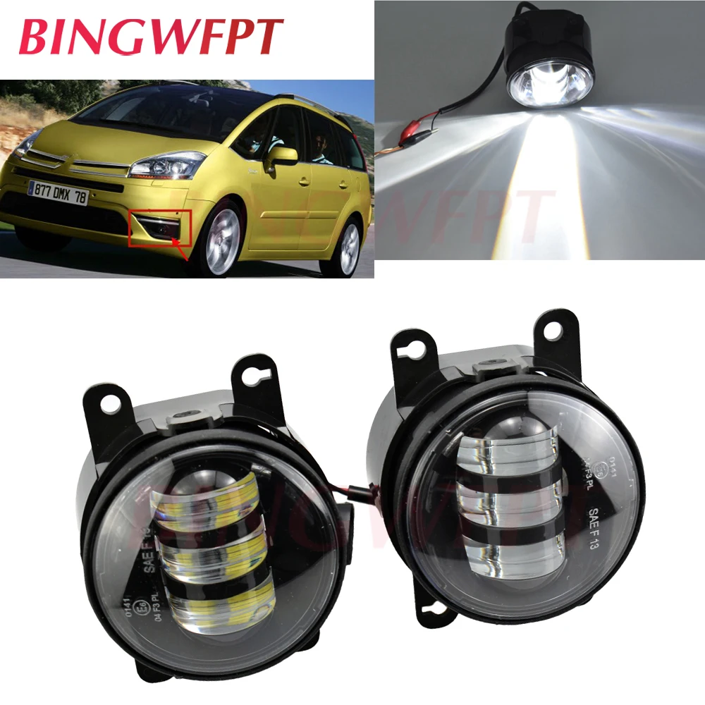 2PCS For Citroen C4 Picasso / C4 Grand Picasso 2006-2017 High bright LED Fog Lights Aluminum & Plastic