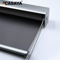 Casaya blackout roller blinds waterproof fabric with thickened silver dust cover for Kitchen office Bathroom Custom size