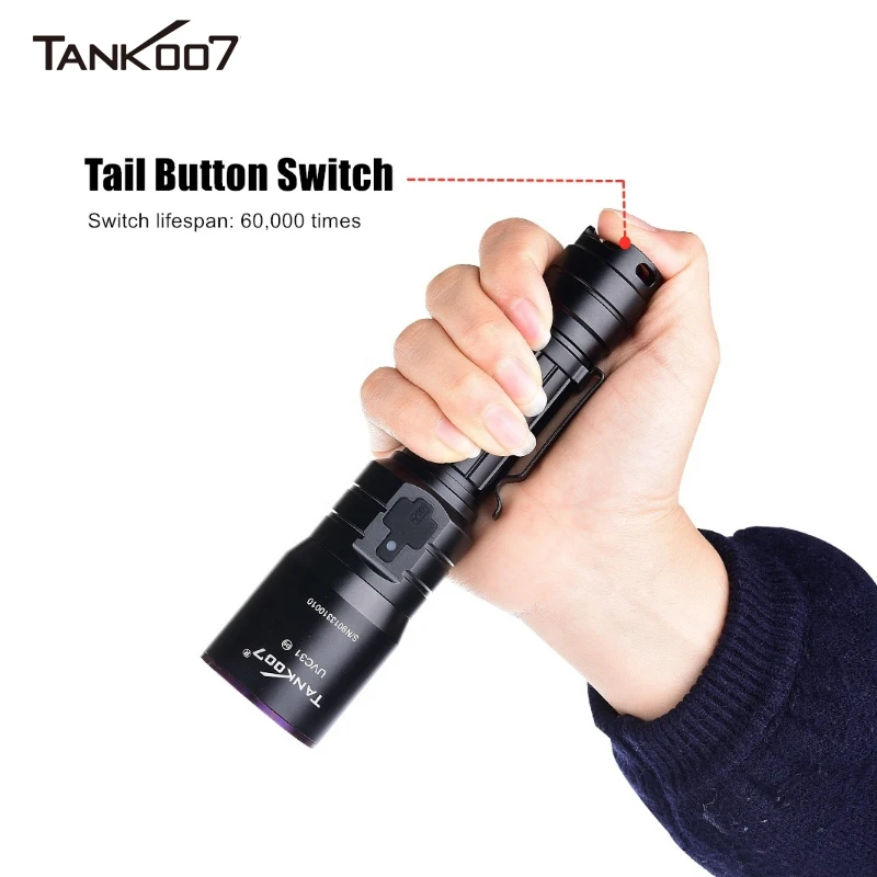 TANK007 UVC31 NDT Nichia UV مصباح ليد جيب علاج 36nm Blacklight الشرطة الشرطة الشرطة عالية الطاقة نوع C USB نظارات قابلة للشحن