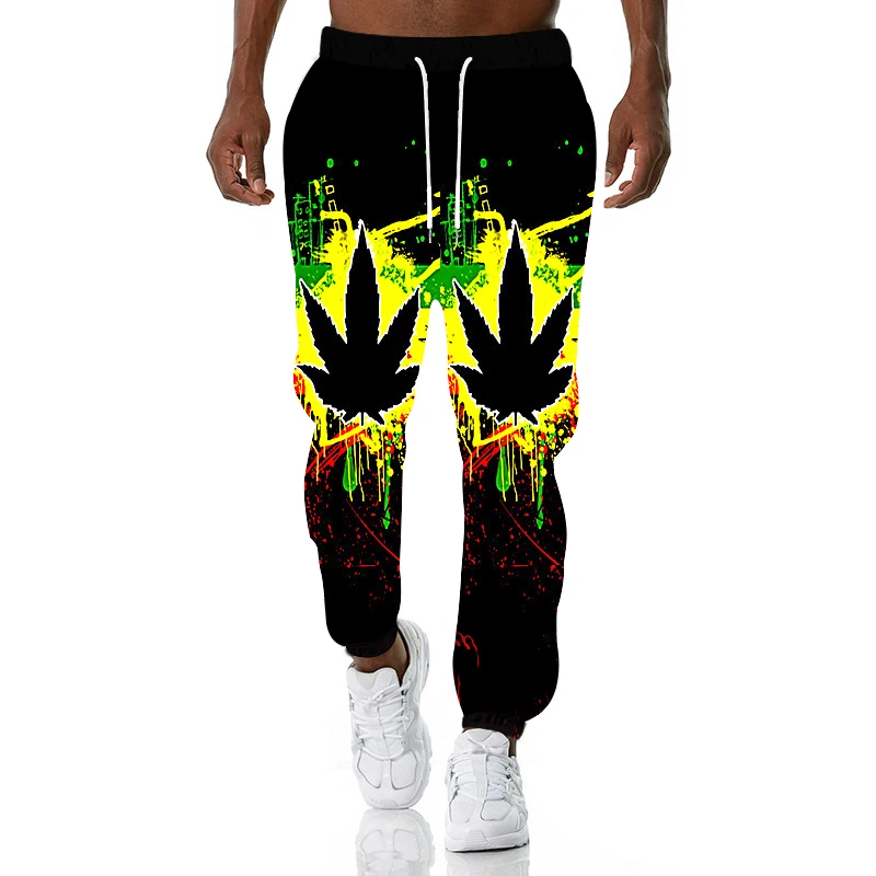 

New Fashion Mens Sweatpants Weed Leaf 3D Full Printed Jogger Trousers Harajuku Casual Hip-hop Pants CK10