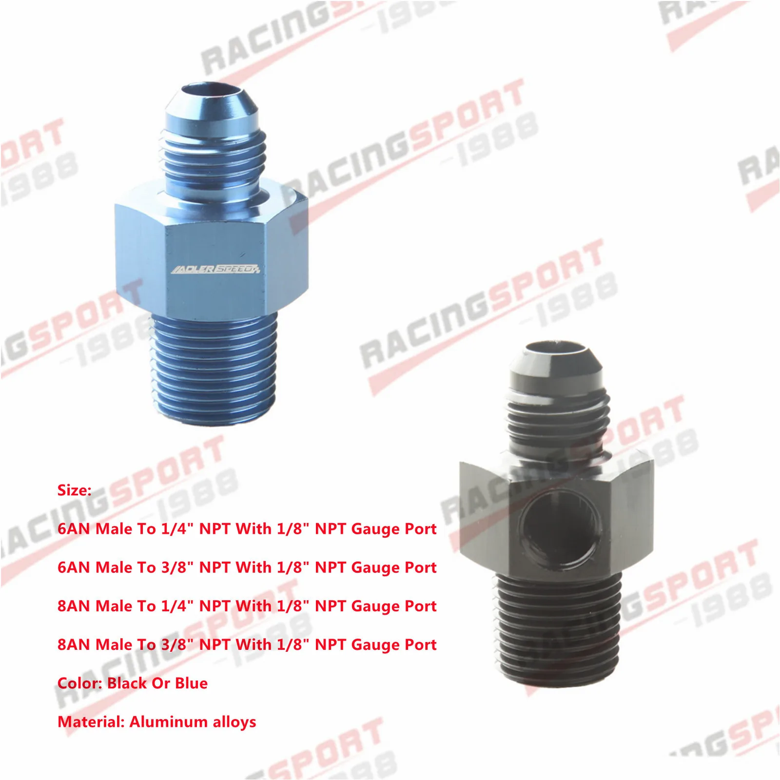 

AN6 / AN8 Male To 1/ 4" / 3/8" NPT With 1/8" NPT Gauge Port Fuel Gauge Adapter