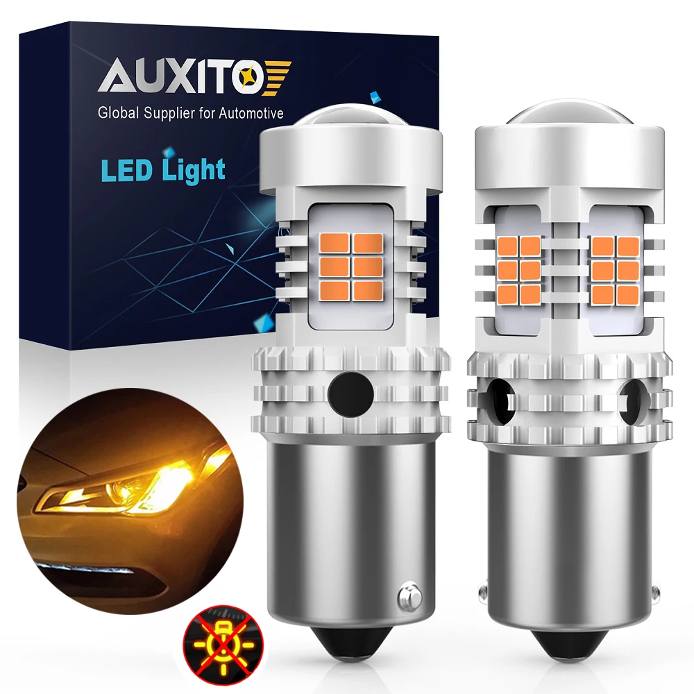 

Светодиодсветильник лампа AUXITO 2x1156 BA15S P21W Canbus T20 7440 W21W светодиодный в BAU15S PY21W желтая лампа указателя поворота для автомобиля