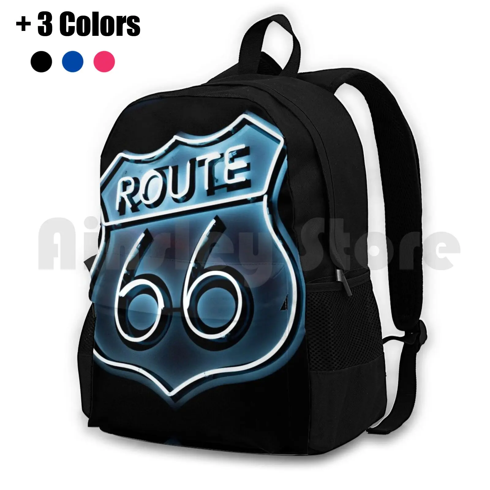 Classic Route 66 Design Outdoor Hiking Backpack Waterproof Camping Travel Route 66 Driving Road Trip Car Drive Truck Usa Texas