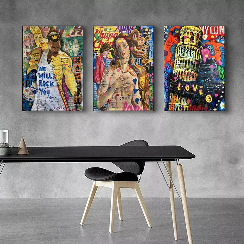 Modern Graffiti Wall Art Figure Canvas Paintings Abstract Posters and Prints Wall Art Picture for Living Room Wall Decor Cuadros