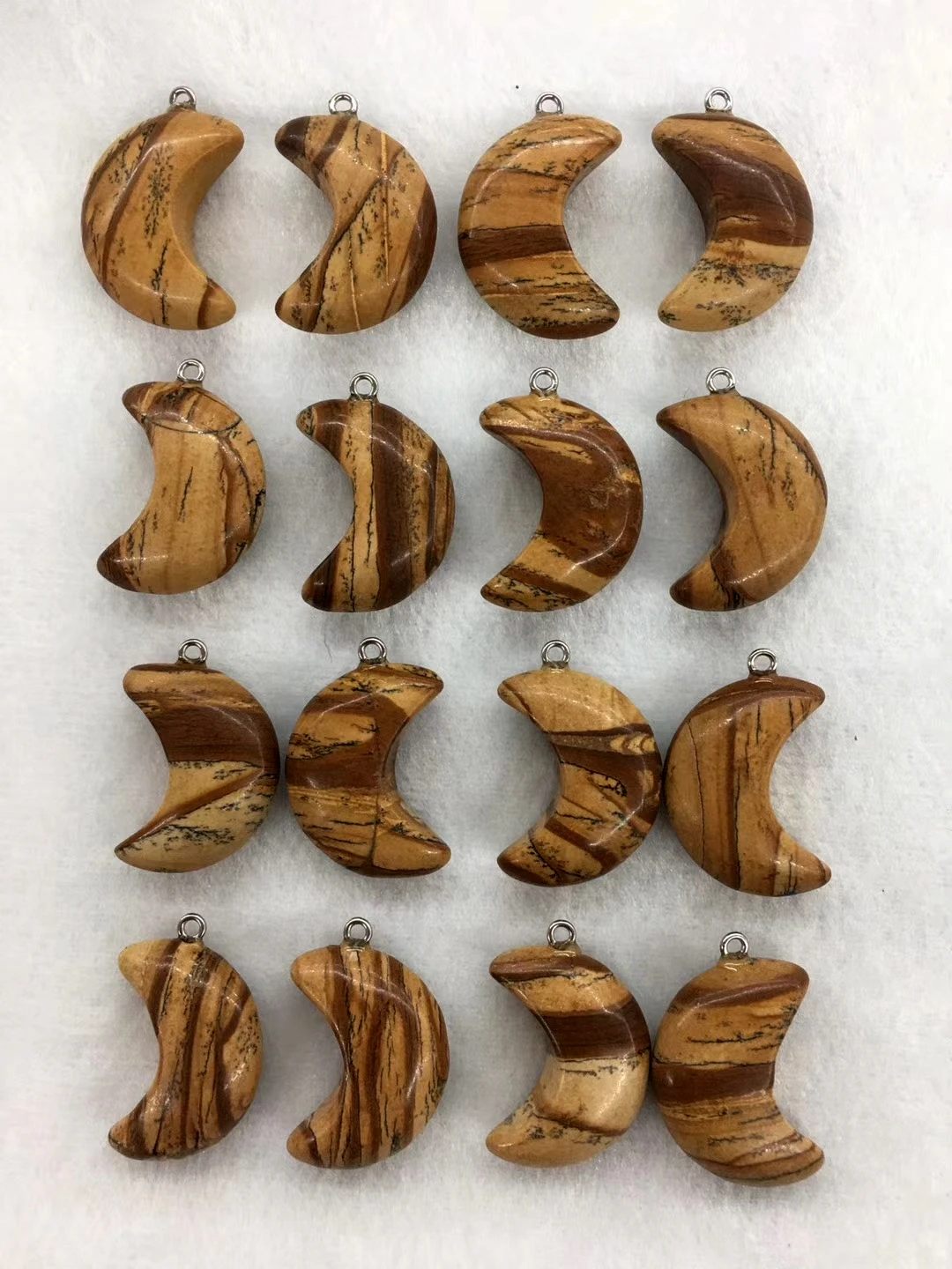 

Wholesale 10pcs/Pack Natural Picture Jasper Bead Pendant,Moon Shape Gem Stone Jewelry Necklace DIY,30x12mm