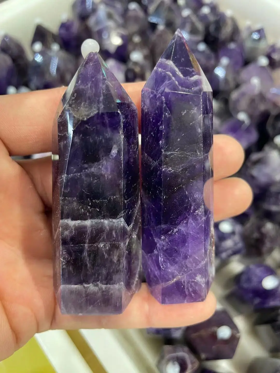 

Natural Dream Amethyst Quartz Crystal Stone Point Healing