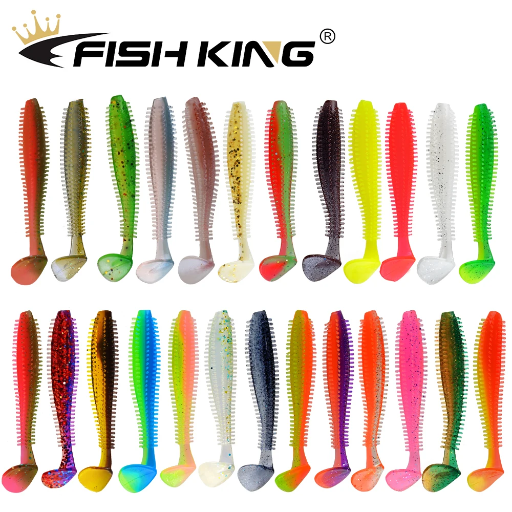 FISH KING 5pcs/pack Spikey Shad Hedgehog 90mm/4g Fishing Soft Lure Sea Cucumber Paddle Grub Worm Silicone Wobbler Pike Baits