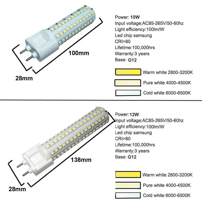 G12 LED corn light 10W 12W 15WSMD2835 Led Bulbs lamp Ultra bright AC85-265V lamp high-brightness lighting