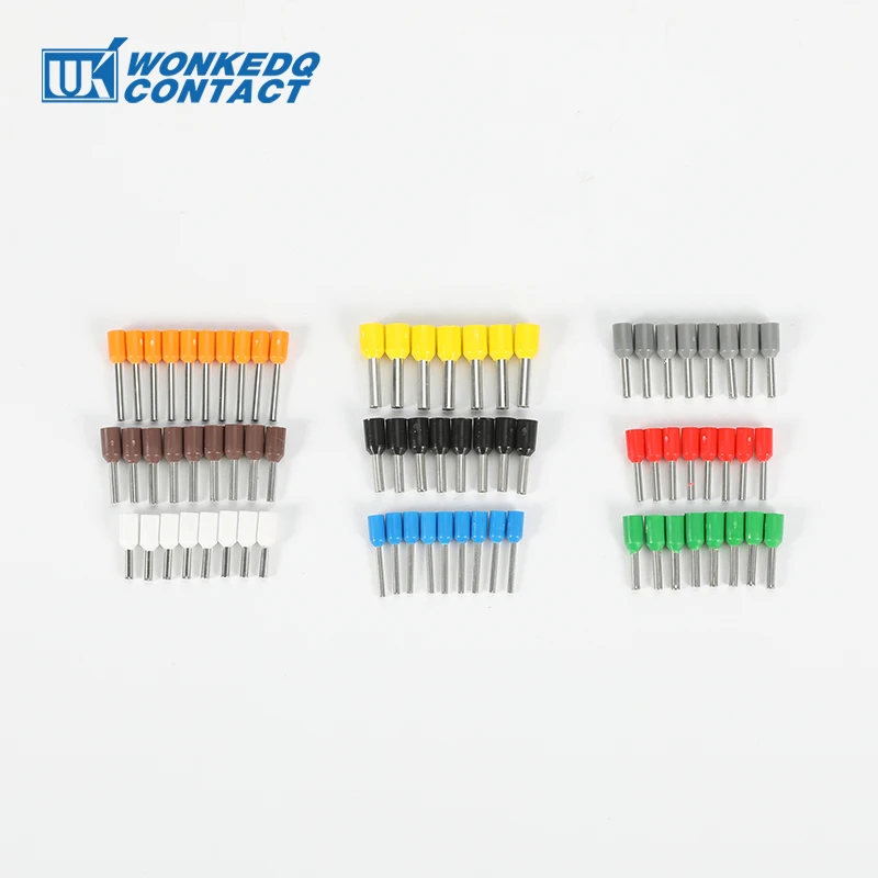 E0512 E7512 E1012 E2512 Insulated Terminal 1000Pcs VE Red Copper Pressed End Terminator Wire Connector Electrical Crimp Ferrule