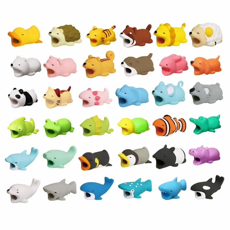 10Pcs Cute Bite Cartoon Animal Cable Protector Cord Wire Protection Mini Charging Cable Winder Organizer Management