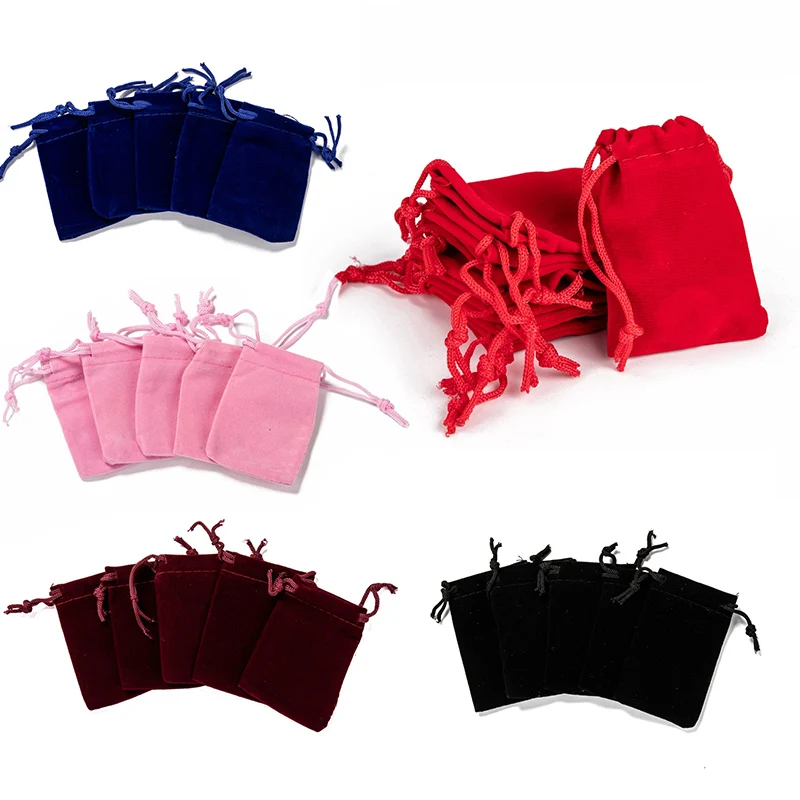 

50pcs 5x7cm Velvet Drawstring Bags Jewelry Package Bags Velvet Gift Bags Christmas Wedding Packaging Gift Bags Small Pouches