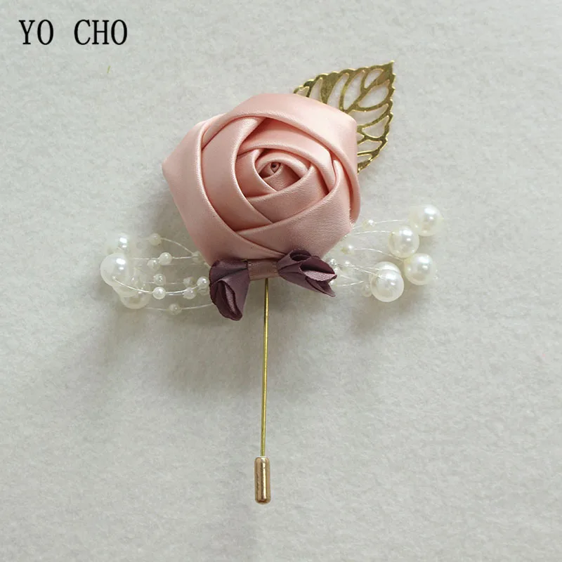 YO CHO Boutonniere Pin Flowers Groomsmen Corsage Wedding Groom Boutonniere Buttonhole Wedding Witness Corsages Prom Accessories