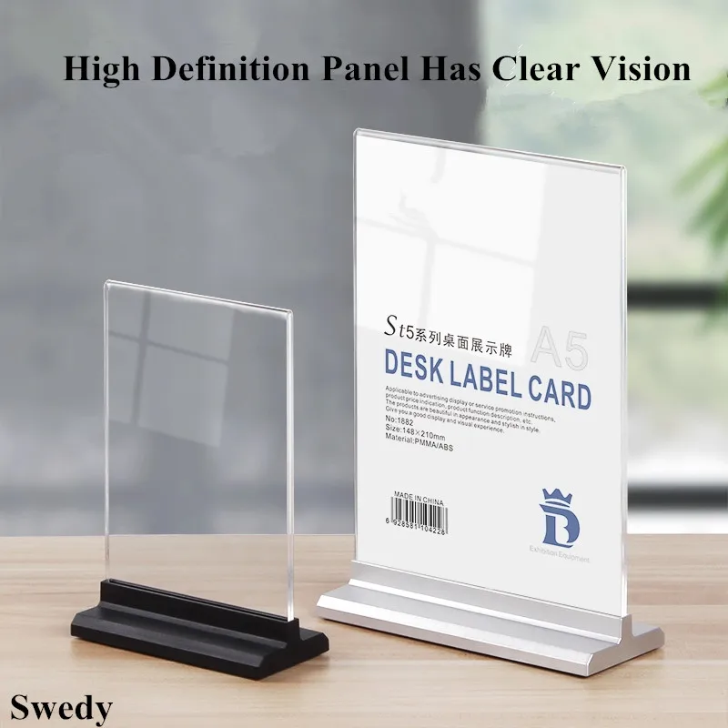A6 105X148mm Double Side Acrylic Sign Holder Display Stand Restaurant Table Menu Card Paper Holder Photo Picture Poster Frame