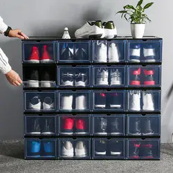 1Pc Plastic Clamshell Stackable Dustproof Shoes Storage Container Display Box Organizer Easy to Assemble