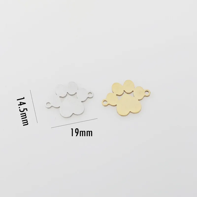 5 cái/lốc Thép không gỉ Charm Kết Nối cho DIY Trang Sức Làm Gấu Chó Thú Cưng Paw Hạt Trang Sức Phát Hiện Làm Phụ Kiện