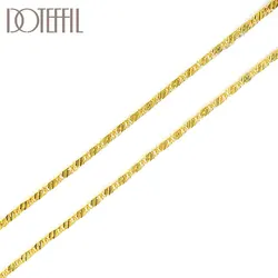 DOTEFFIL 925 Sterling Silver 16/18/20/22/24/26/28/30 Inch 18K Gold Basic Chain Necklace For Women Man Fashion Wedding  Jewelry