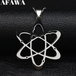 Carbon Atom Physics Chemistry Pendant Necklace for Women Men Stainless Steel Science Chemical Chain Jewelry collares N612S02
