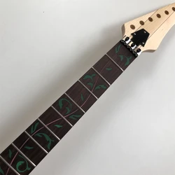 Electric Guitar Neck Replacement 24 Fret Maple Parts Rosewood Fretboard Vine inlay Locking Nut DIY