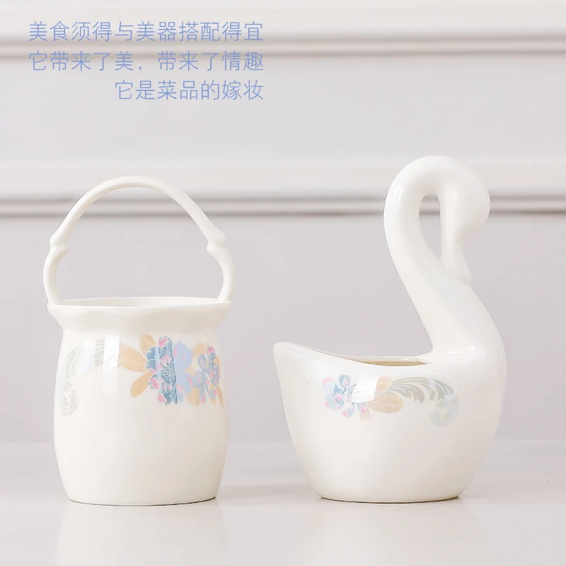 Jingdezhen bone china tableware light luxury simple Korean bowl and dish set 60 pieces of ceramics