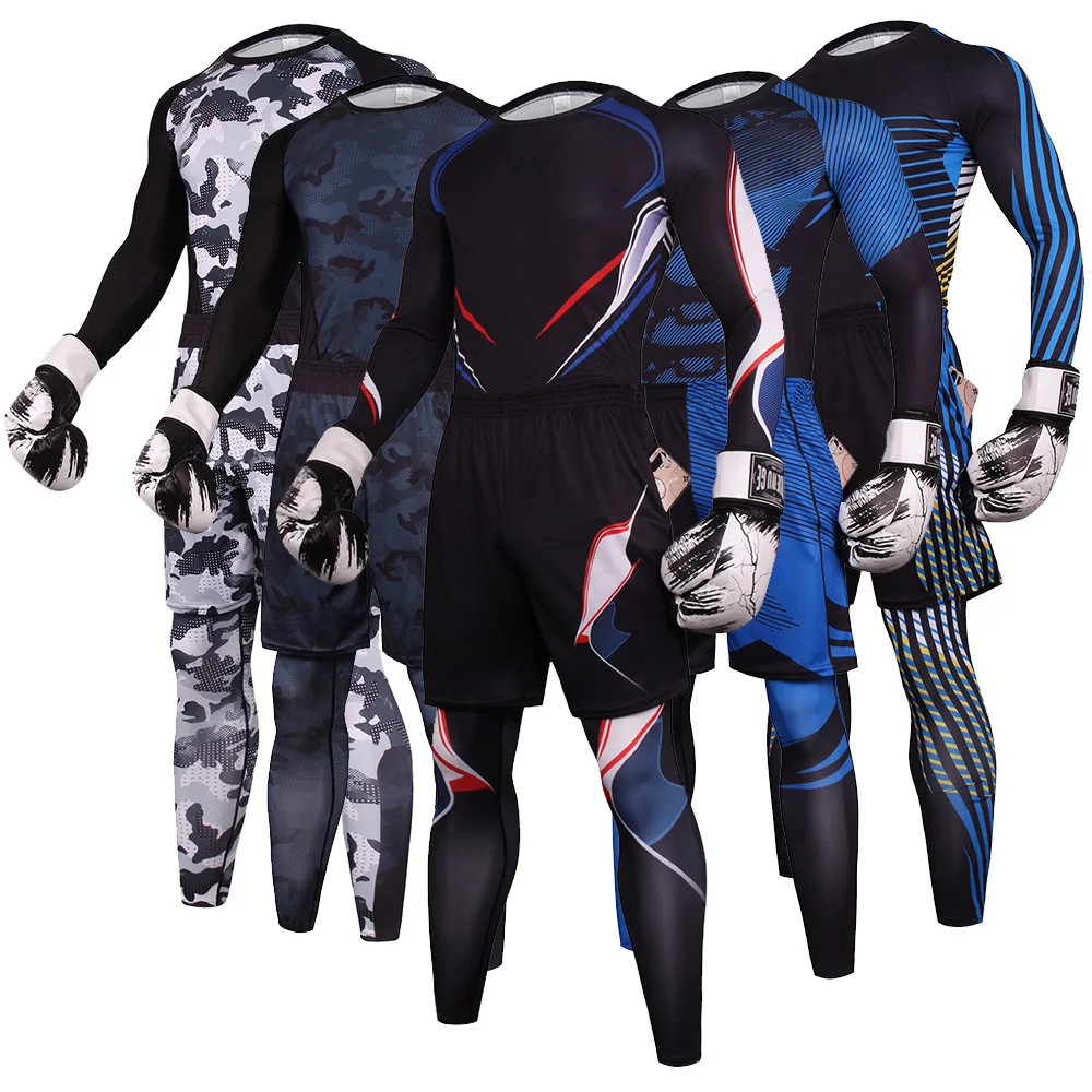 Gym Clothing Men Compression Shirt Pants Shorts Sport Suit Quick Dry Fit Basketball Jersey Workout Fitness Running Set Tracksuit image 4