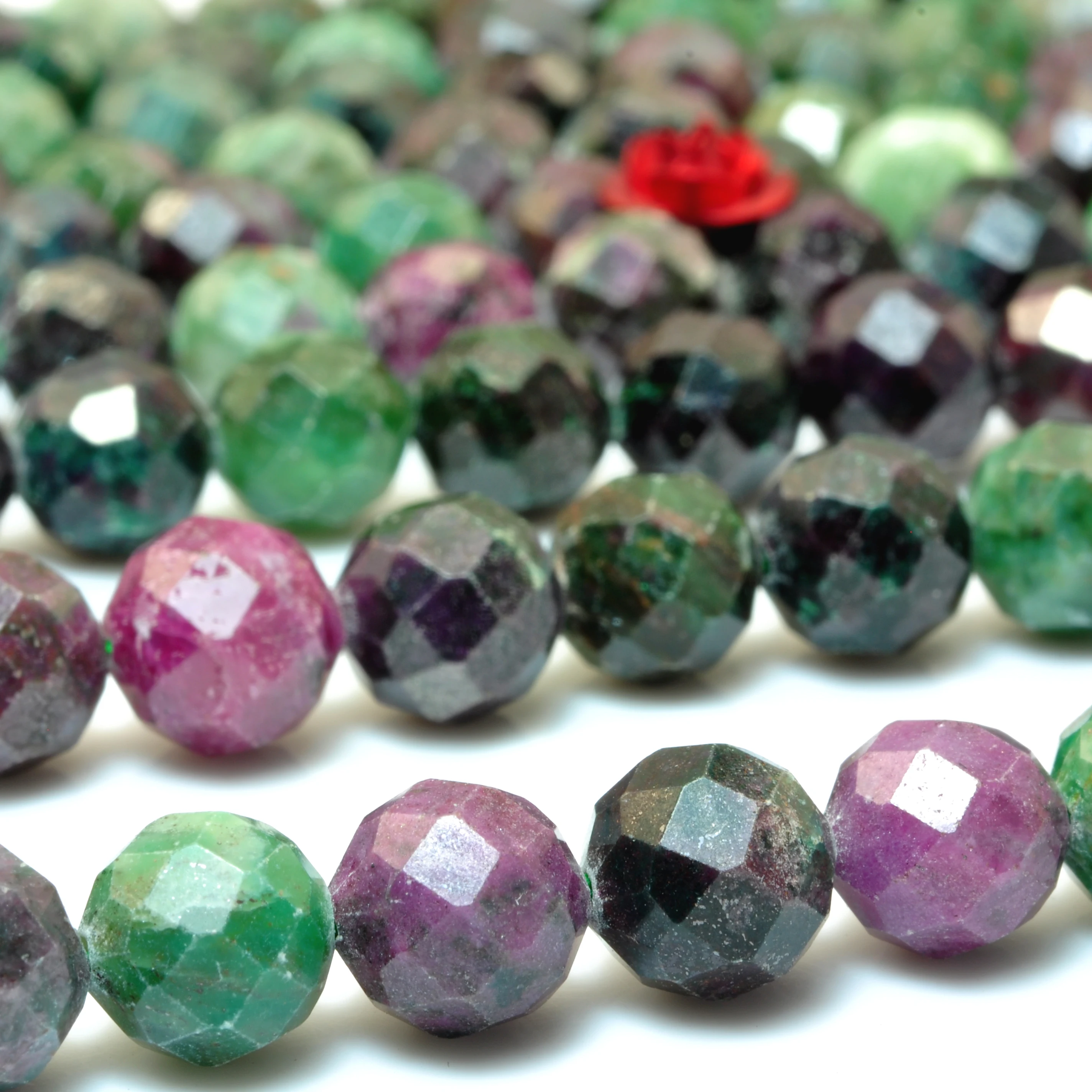 Natural Ruby Zoisite Faceted Round Loose Beads Wholesale Gemstone Semi Precious Stone Bracelet Necklace Diy Jewelry Making 15